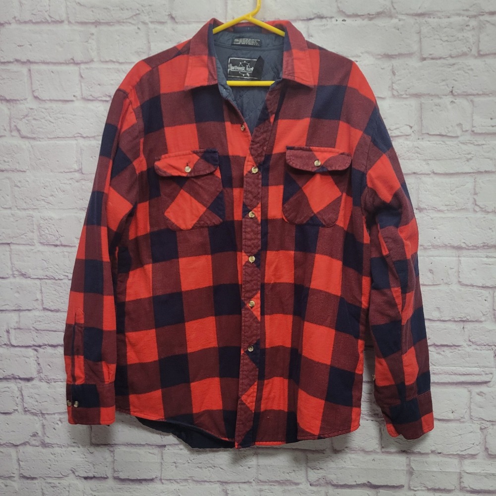 Northwest Territory Quilted Buffalo Plaid Flannel Shacket Mens L Red Jacket